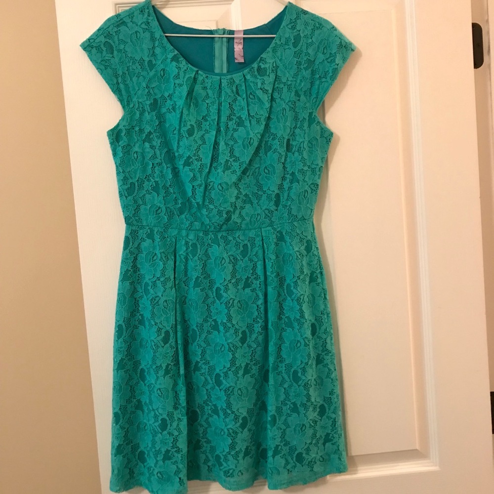 Teal lace dress